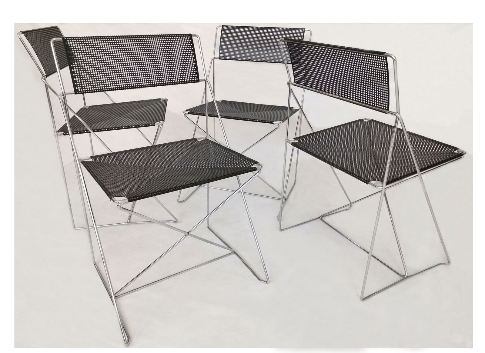 A Set Of Four X Line Chairs By Niels Jorgen Haugesen For Hybodan Of Denmark