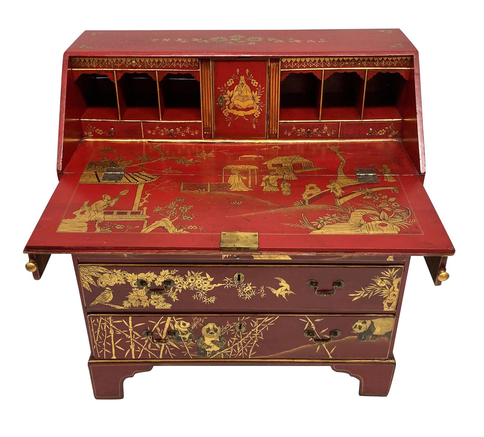 A George III Scarlet Gilt Japanned Desk photo Furniture