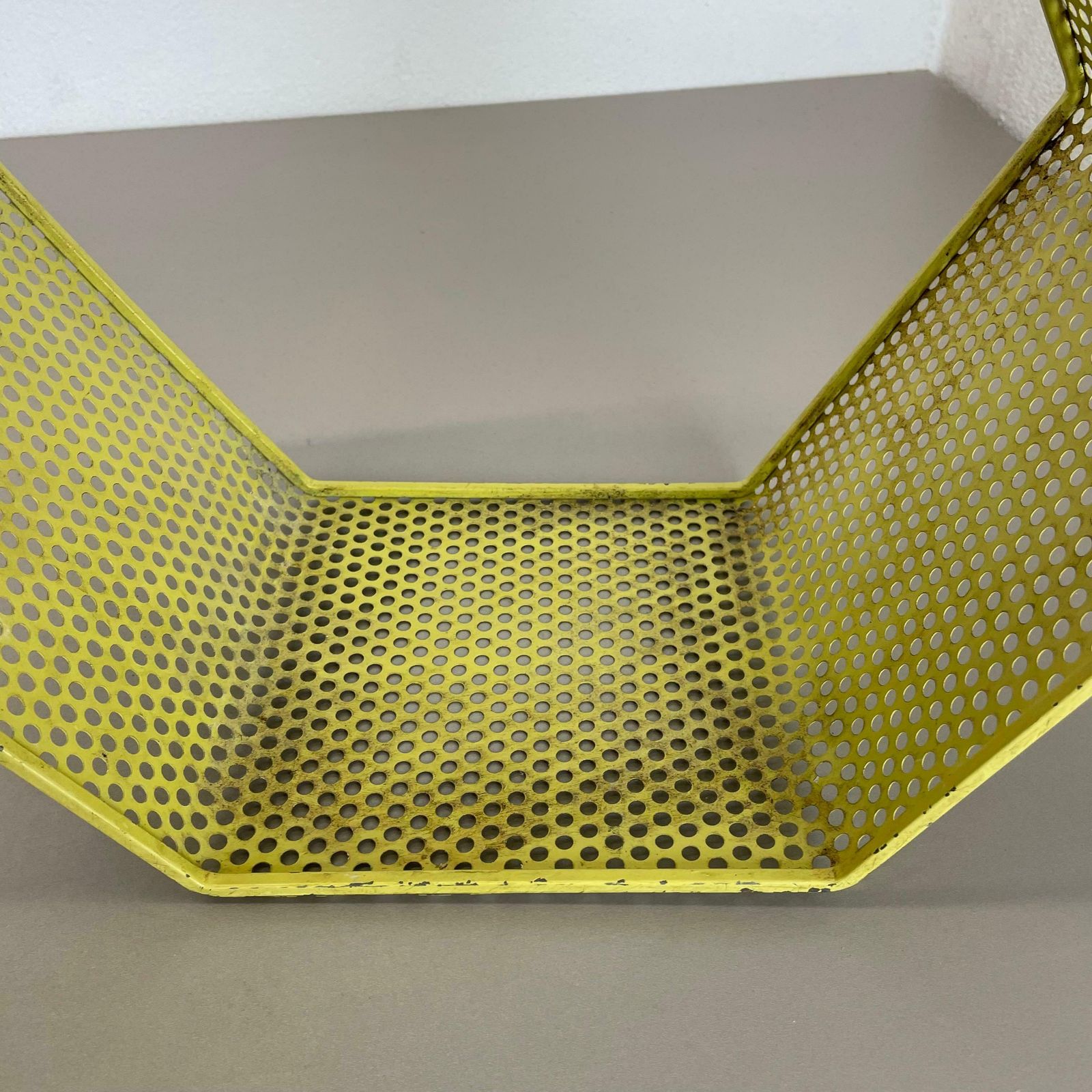 Small Yellow Cube Form Wall Unit Element By Mathieu Matégot Attrib., France 1950 photo vintage