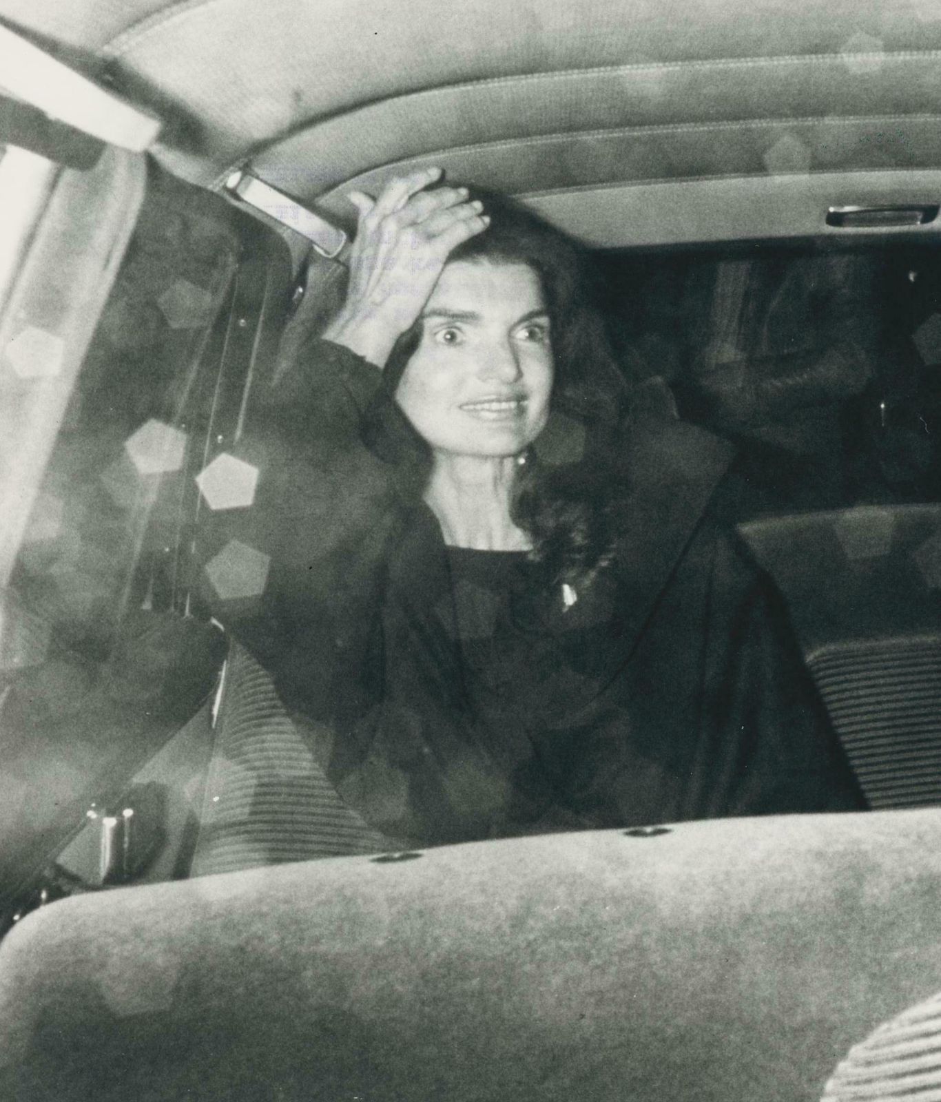 Jackie Kennedy In Car, Paris, France ,1974 photo for sale