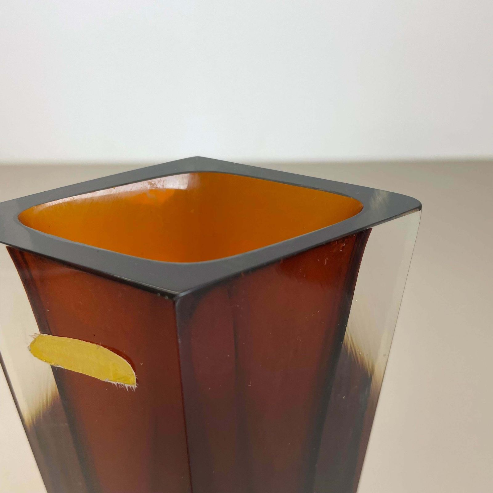 photo for sale Large Ochre Murano Glass Sommerso Vase, Flavio Poli Attributed, Italy 1970s £621.53