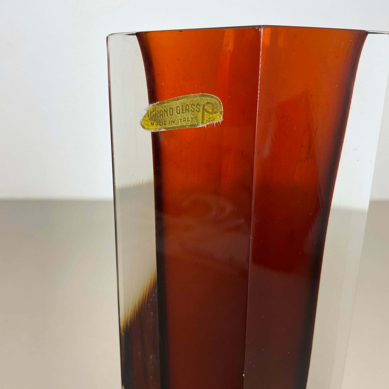 photo buy Large Ochre Murano Glass Sommerso Vase, Flavio Poli Attributed, Italy 1970s £621.53
