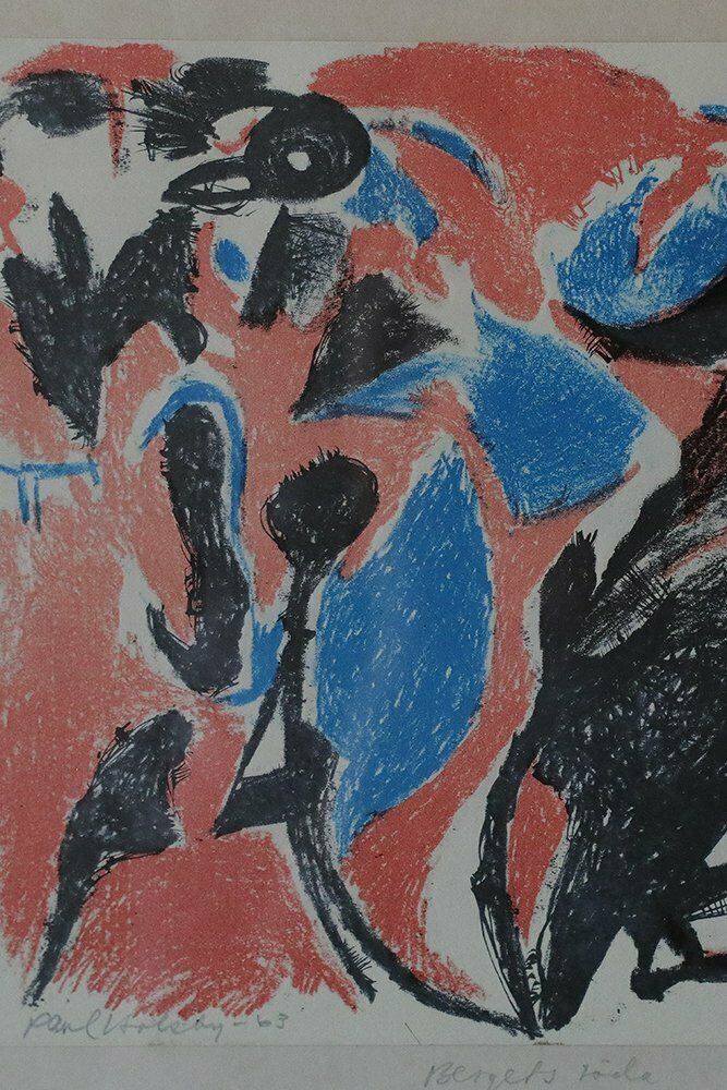 Paul Holsby, Mountain's Red, Color Lithograph, 1963, Framed photo for sale