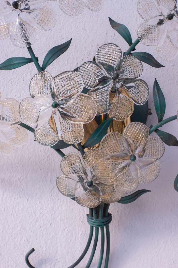 Set Of 2 Murano Wall Light Flower By Seguso For Venini, Italy, 1960s photo furniture