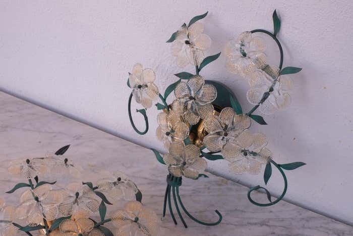photo furniture Set Of 2 Murano Wall Light Flower By Seguso For Venini, Italy, 1960s