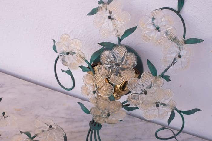 Lighting Set Of 2 Murano Wall Light Flower By Seguso For Venini, Italy, 1960s photo