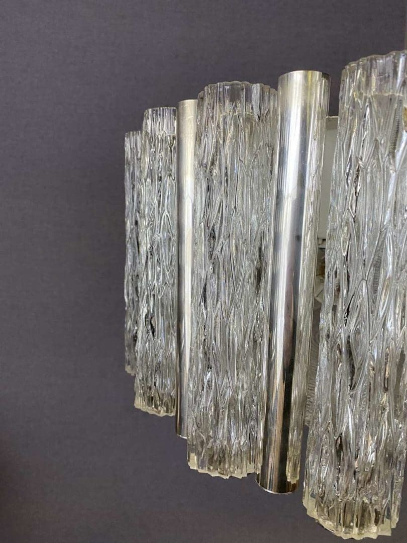 Vintage Large Mid Century Glass Tube Chandelier By Kaiser Leuchten photo 975.0
