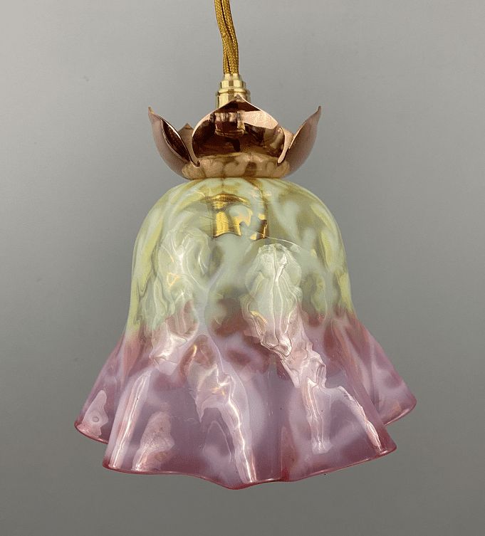 Art Nouveau Vaseline Glass Pendant Light With Cord Spacer photo 645.0