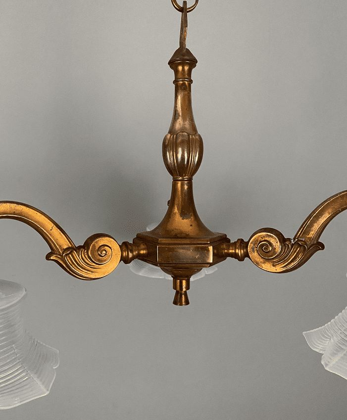 Copper Art Nouveau Three Arm Chandelier photo for sale