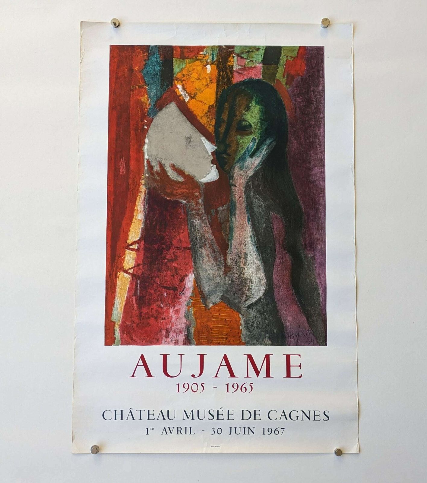 Vintage French Artist Pierre Aujame 1967 Exhibition Poster For Chateau Musee De Cagnes photo vinterior