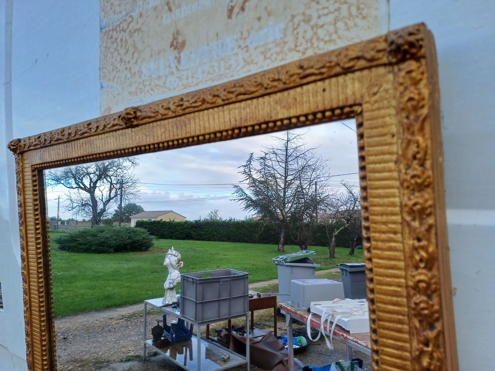 19th Century Wood And Golden Stucco Mirror photo Home Decor