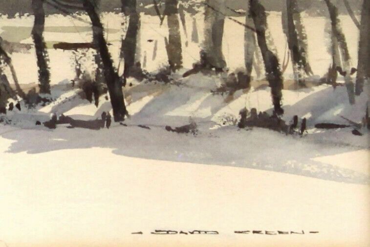 Watercolour By David Green. Titled "Winter Snow Near Warwick" photo for sale
