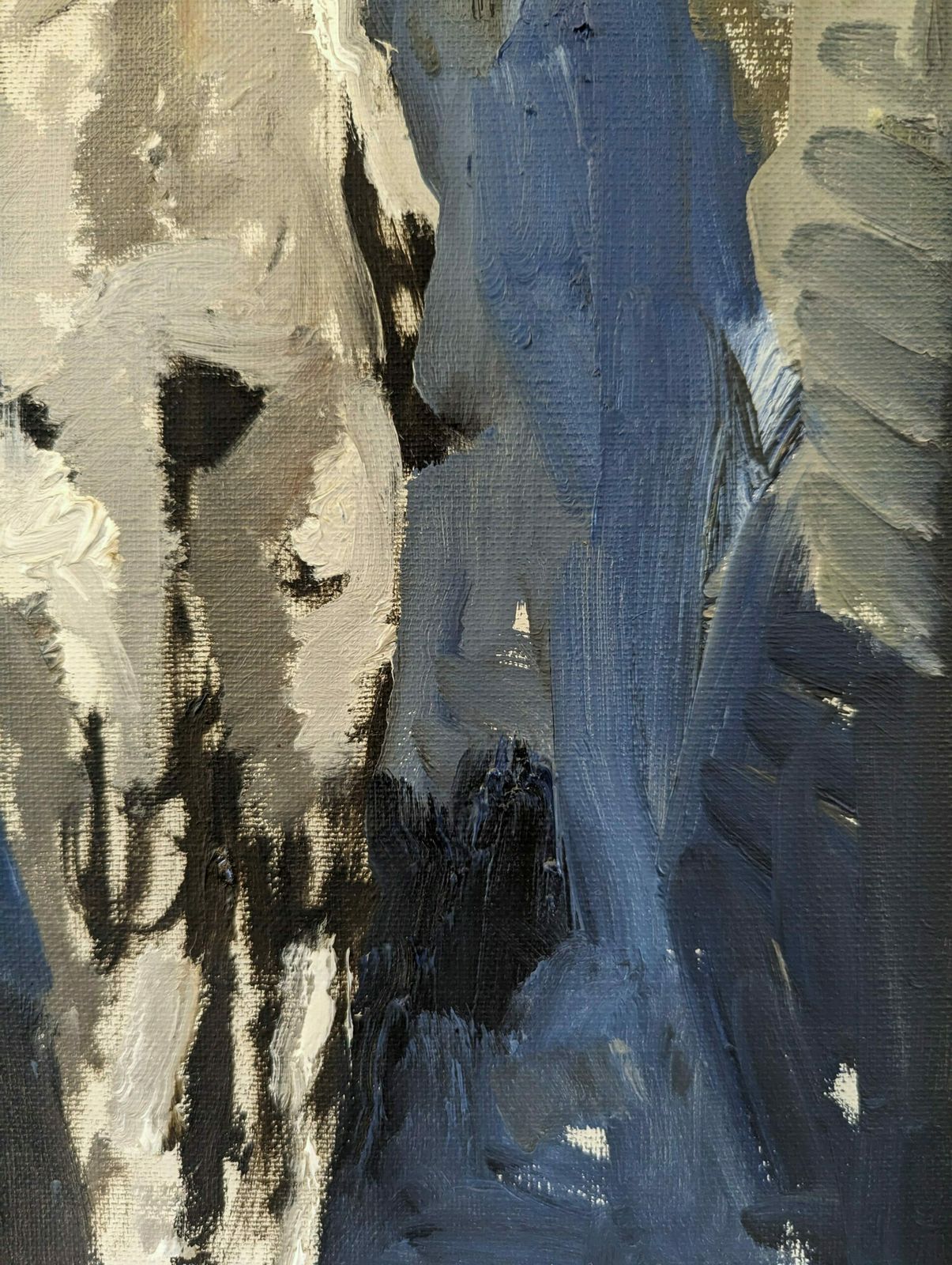 Art Vintage Swedish Framed Nude Oil Painting, In The Shadows, 1970s photo
