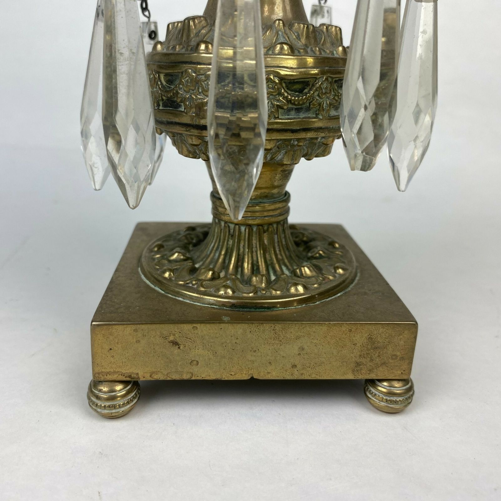 Pair Of Gilt And Glass Lustre Drop Candlesticks photo Home Decor