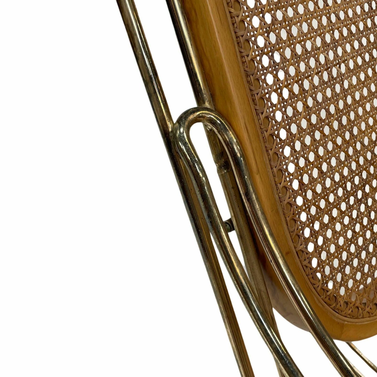 Vintage Brass Curved Wooden Rocking Chair Design photo vinterior