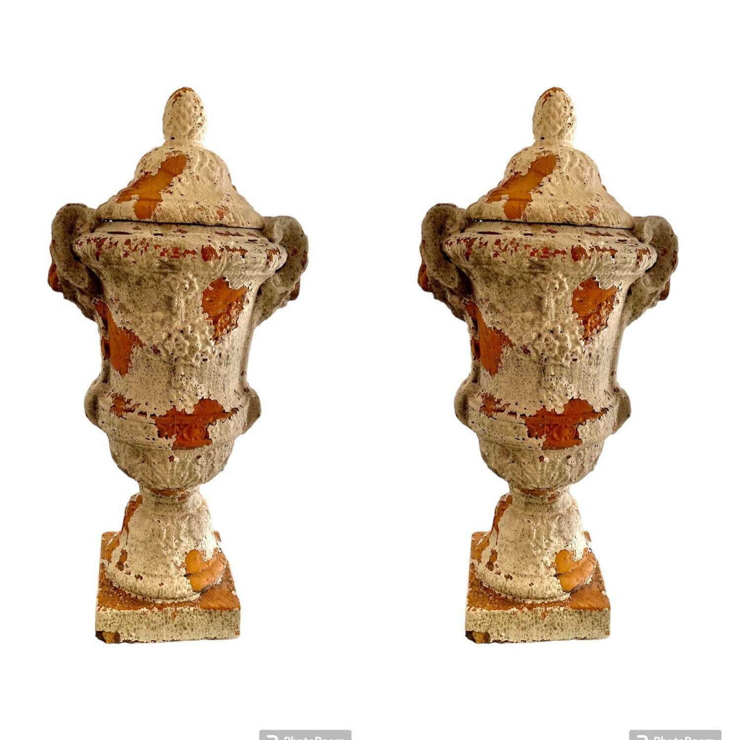photo for sale Pair Of Terracotta Vase Urns, Spain 19s