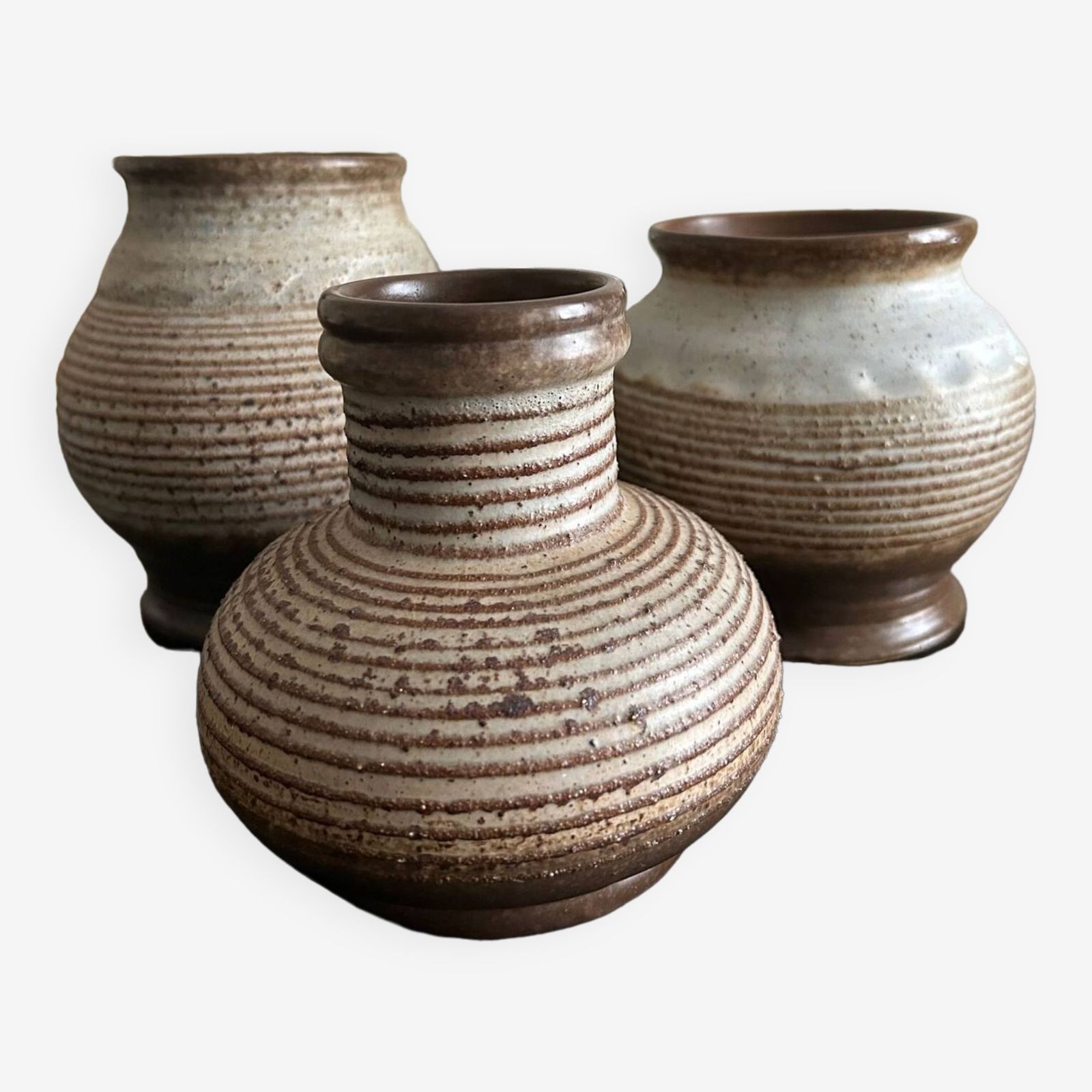 3 Stoneware Vases 1970, 1970s, Vintage