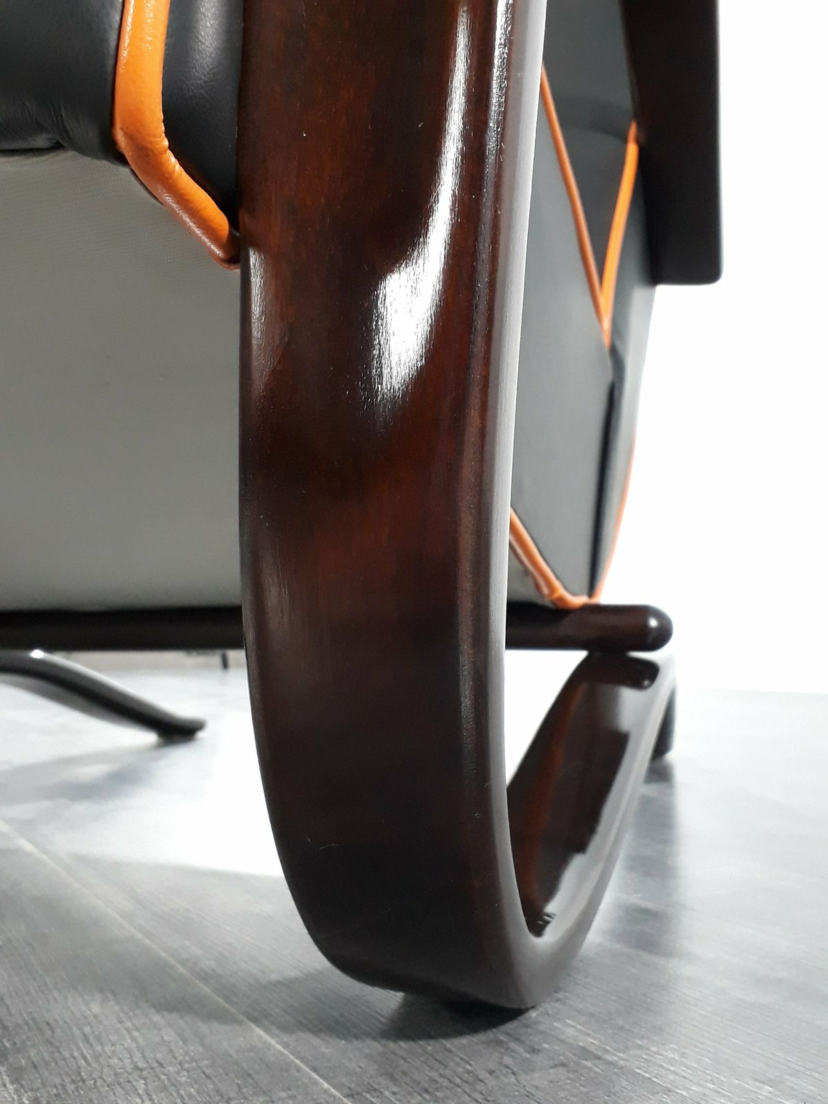Furniture Halabala H269 Armchair In Beech And Black Leather, Czech Art Déco 1930s photo