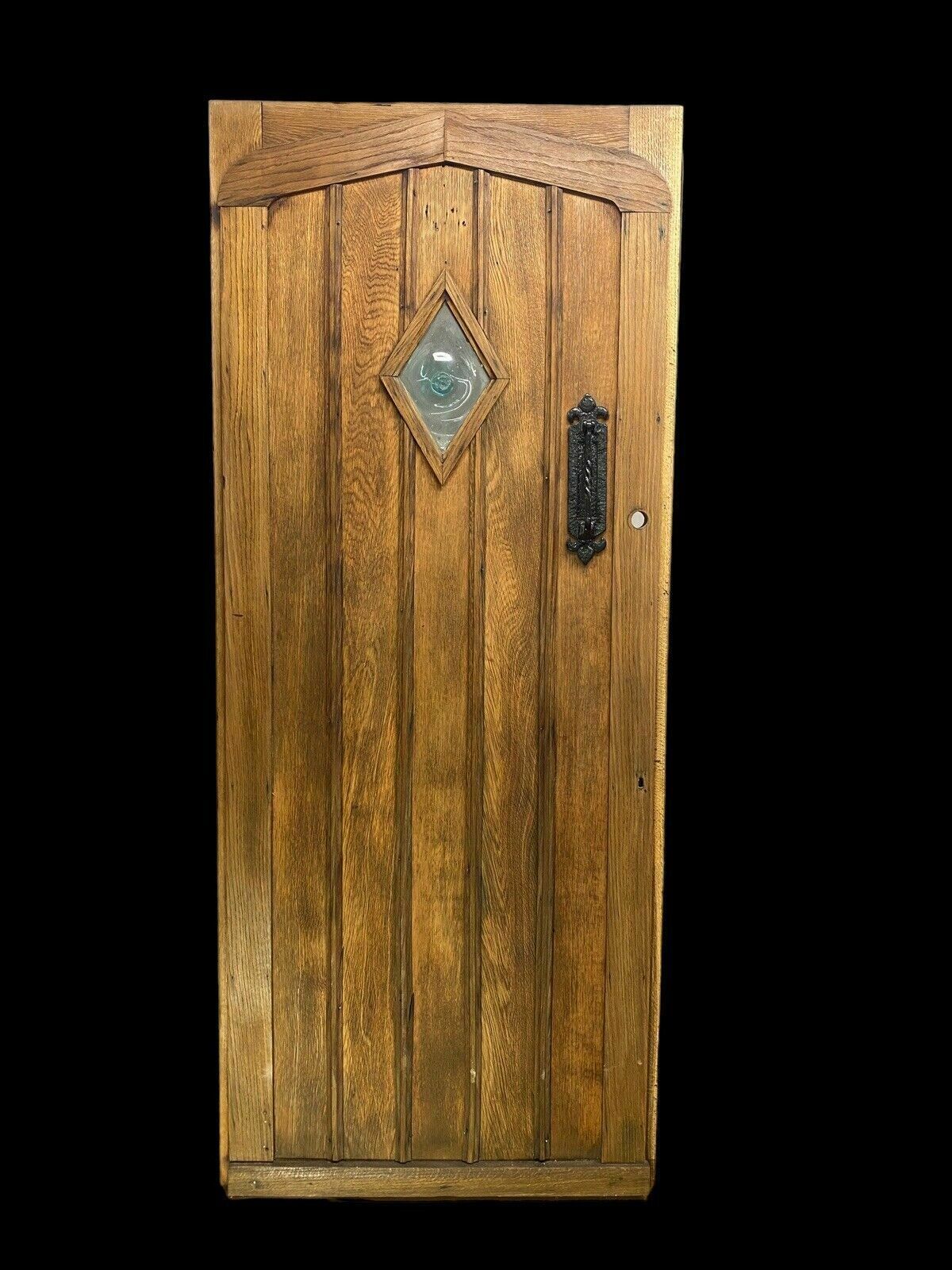 Solid Oak Front Door Old Period Antique Reclaimed Hardwood Hand Blown Glass