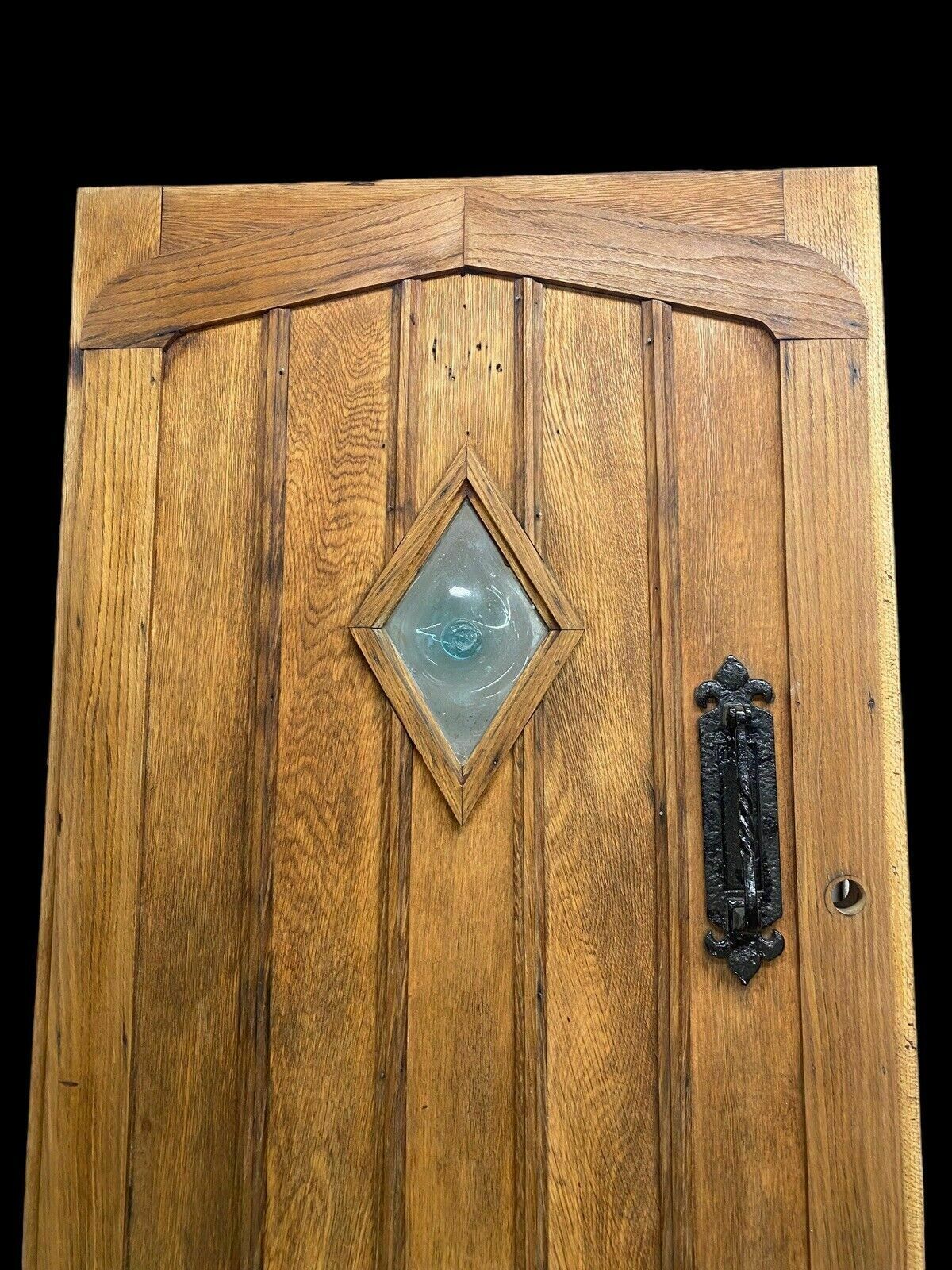 Solid Oak Front Door Old Period Antique Reclaimed Hardwood Hand Blown Glass photo furniture