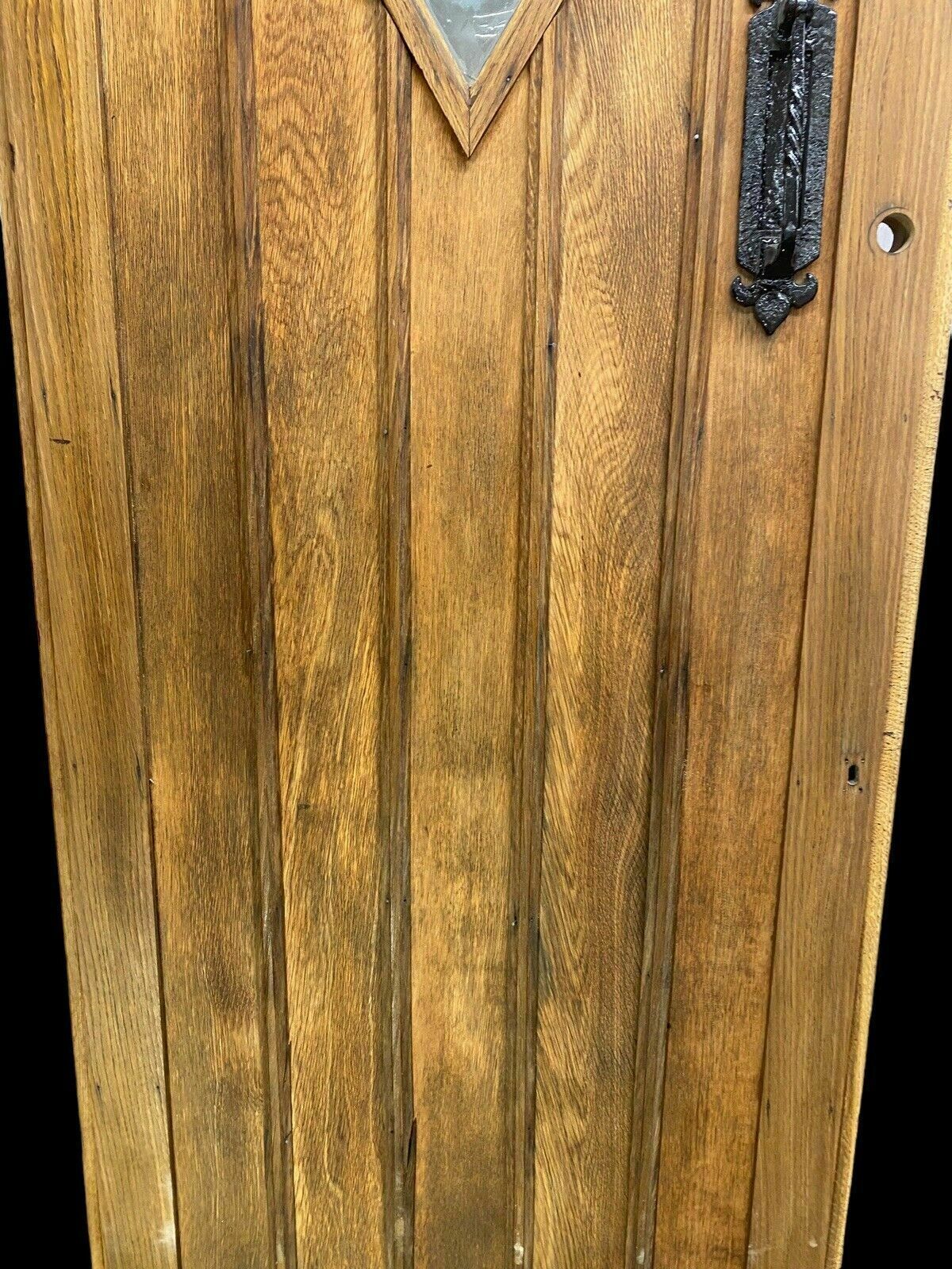 Solid Oak Front Door Old Period Antique Reclaimed Hardwood Hand Blown Glass photo 1475.0