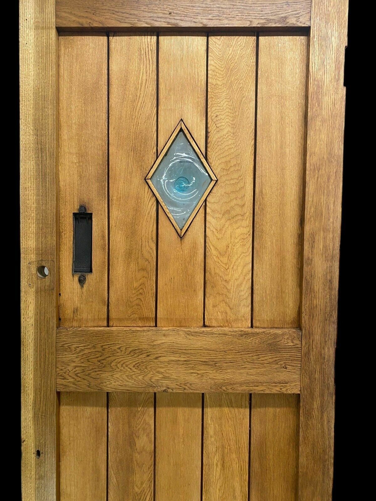 photo for sale Solid Oak Front Door Old Period Antique Reclaimed Hardwood Hand Blown Glass