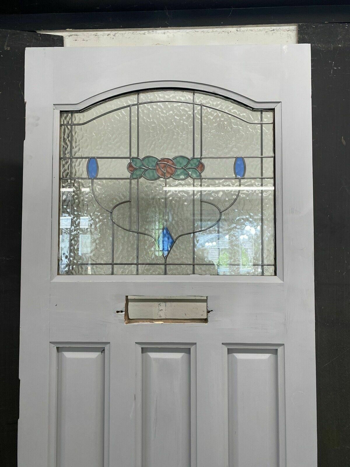 photo furniture Art Deco Style Front Door Period Stained Glass Old Reclaimed Antique Lead 20s 30
