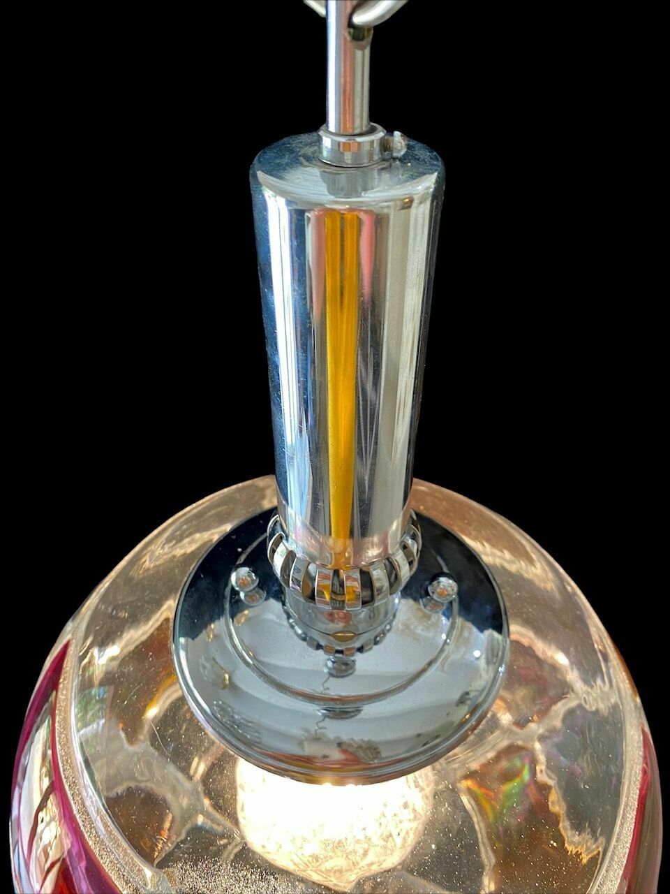 Globe Pendant Light Mazzega Two Tone Murano Glass photo for sale