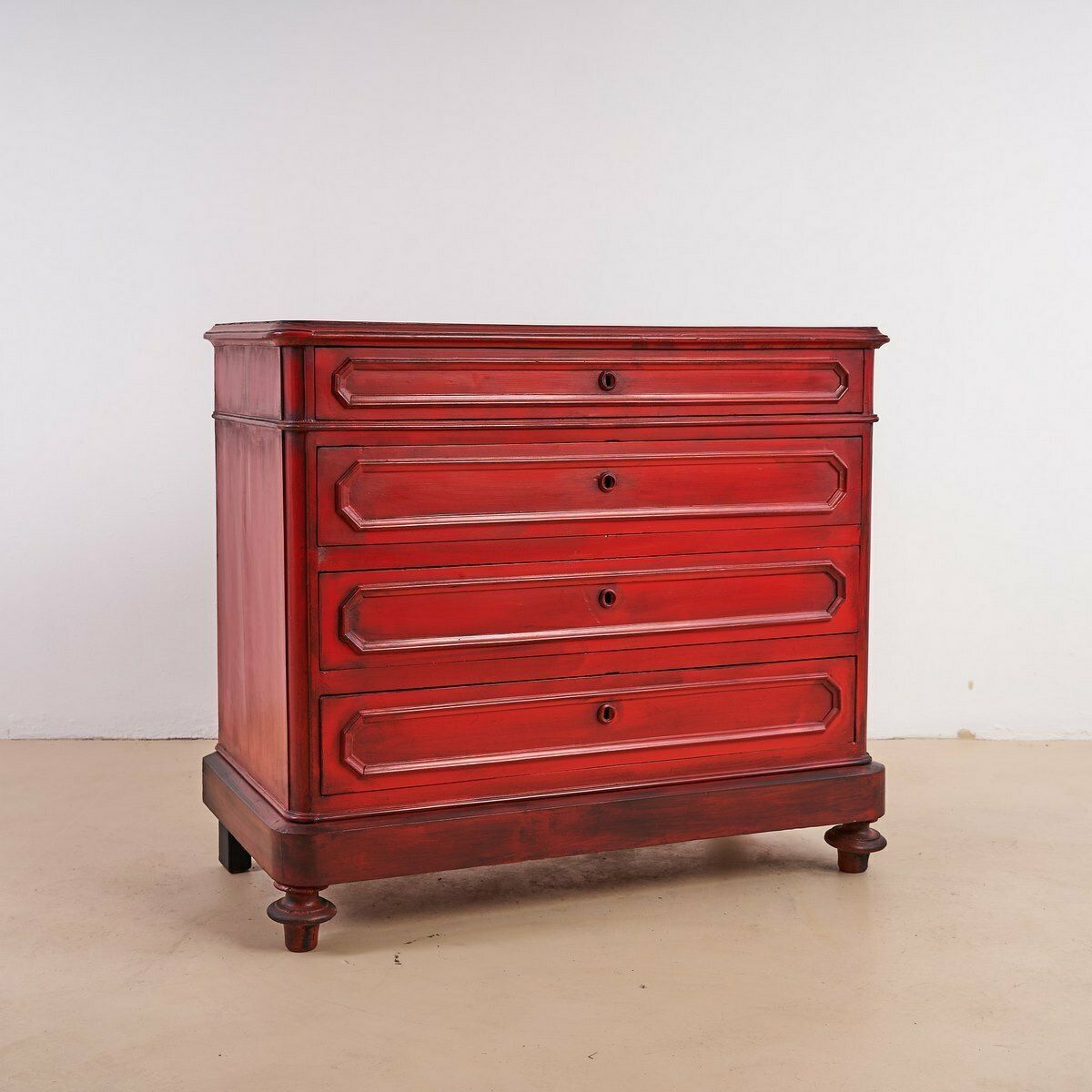Umbertino Red Chest Of Drawers, Four Drawers