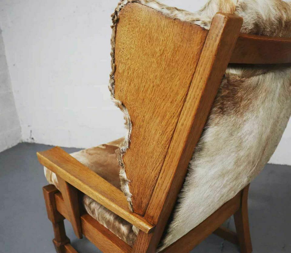 photo furniture Brutalist Oak Lounge Chair And Ottoman