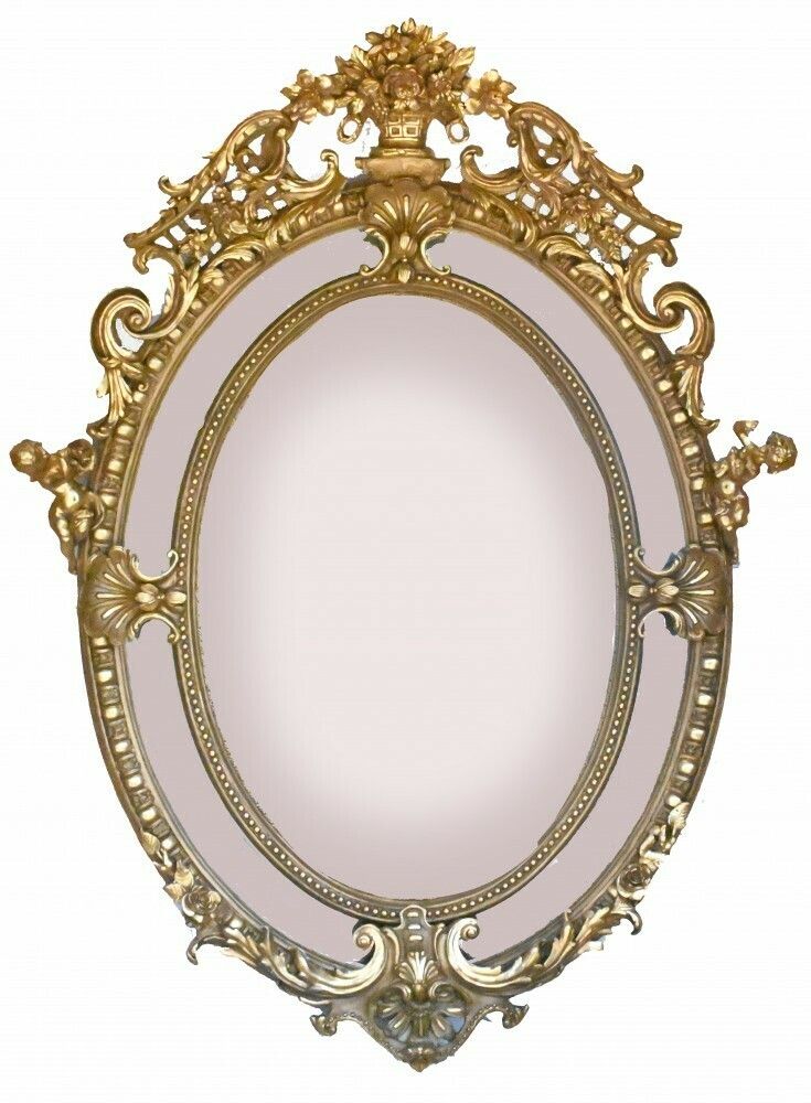 Large French Gilt Mirror Oval Cherub Frame Louis XVI