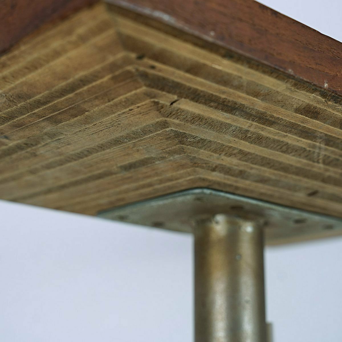 70s Coffee Table With Heavy Metal Base And Teak Wood Top photo Furniture