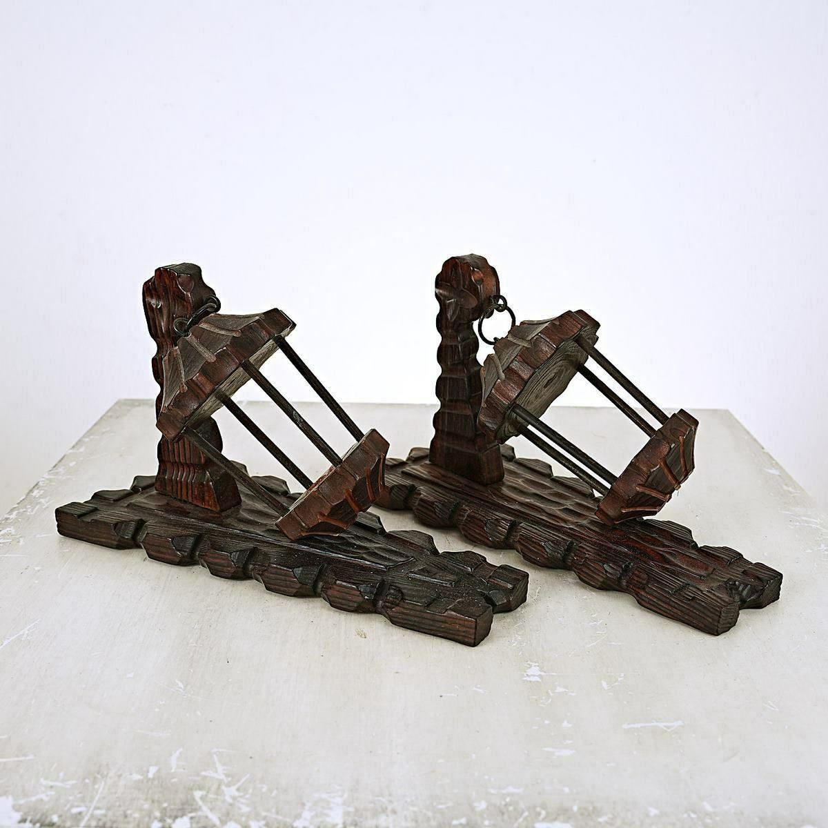 Pair Of Vintage Wood Carved Candle Holder Appliques photo furniture
