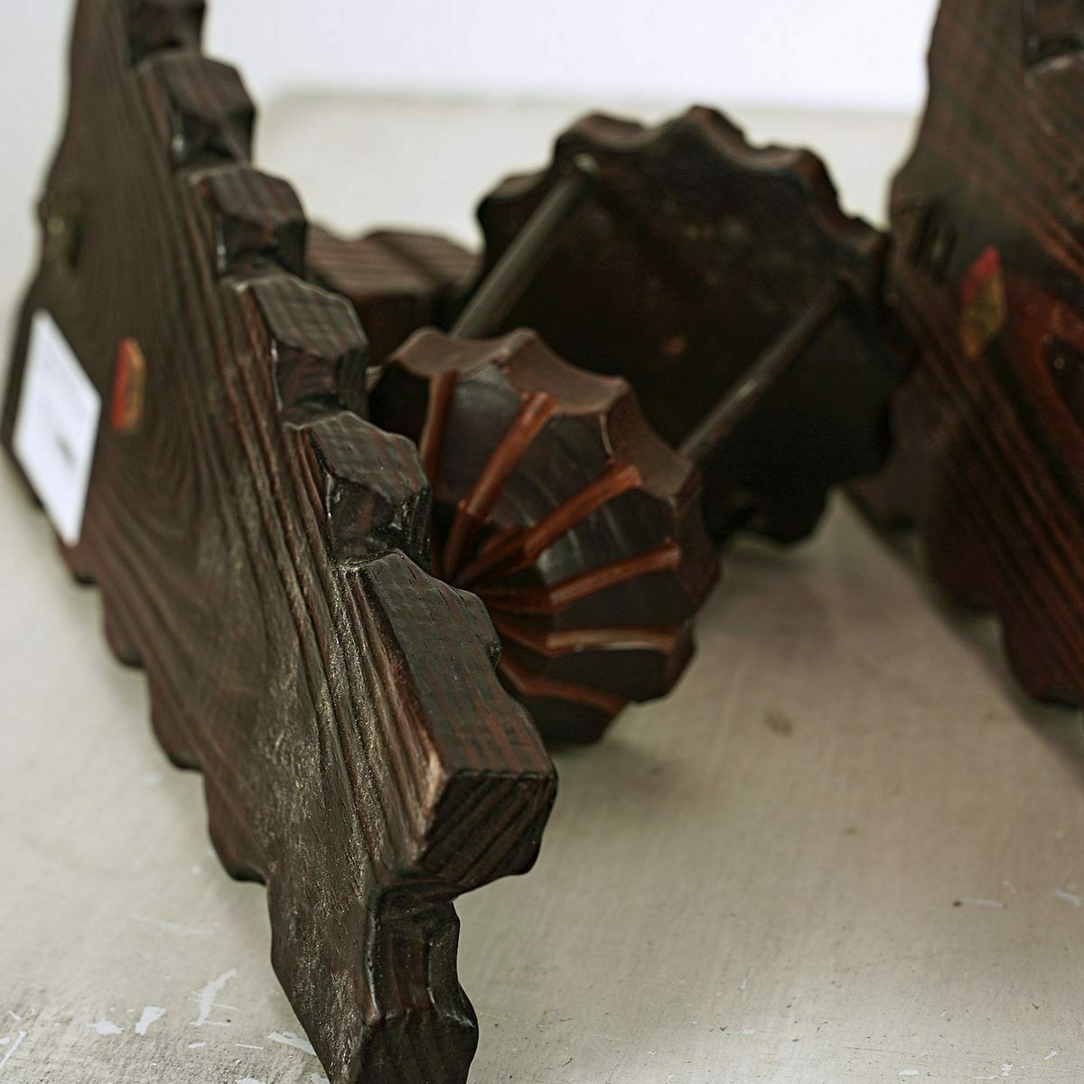 Pair Of Vintage Wood Carved Candle Holder Appliques photo 92.0