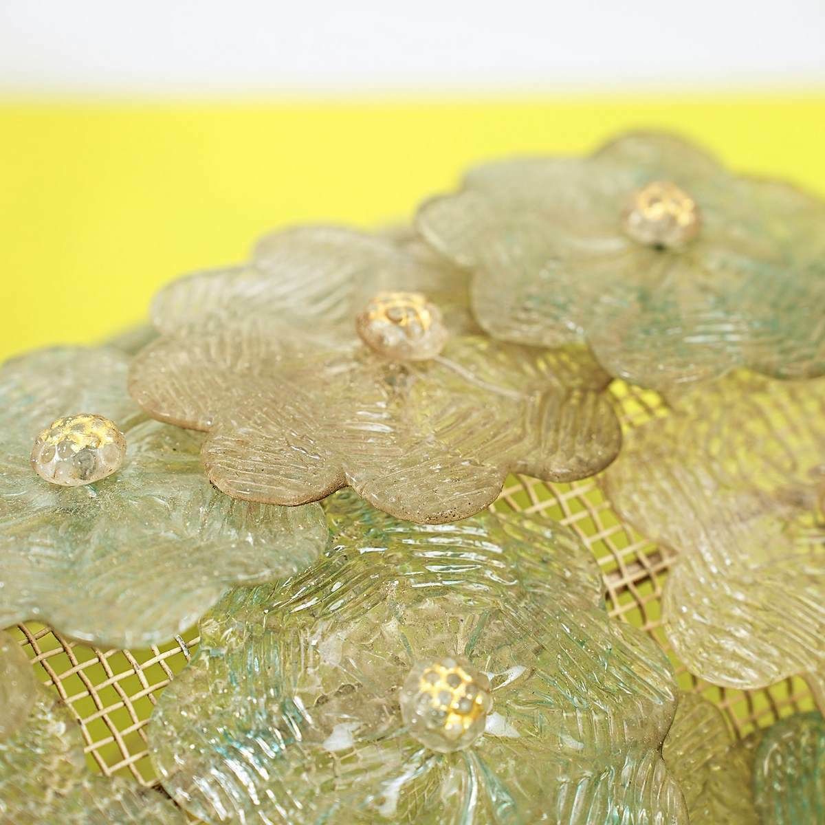 Pair Of Early 20th Century Murano Flower Glass Appliques photo for sale