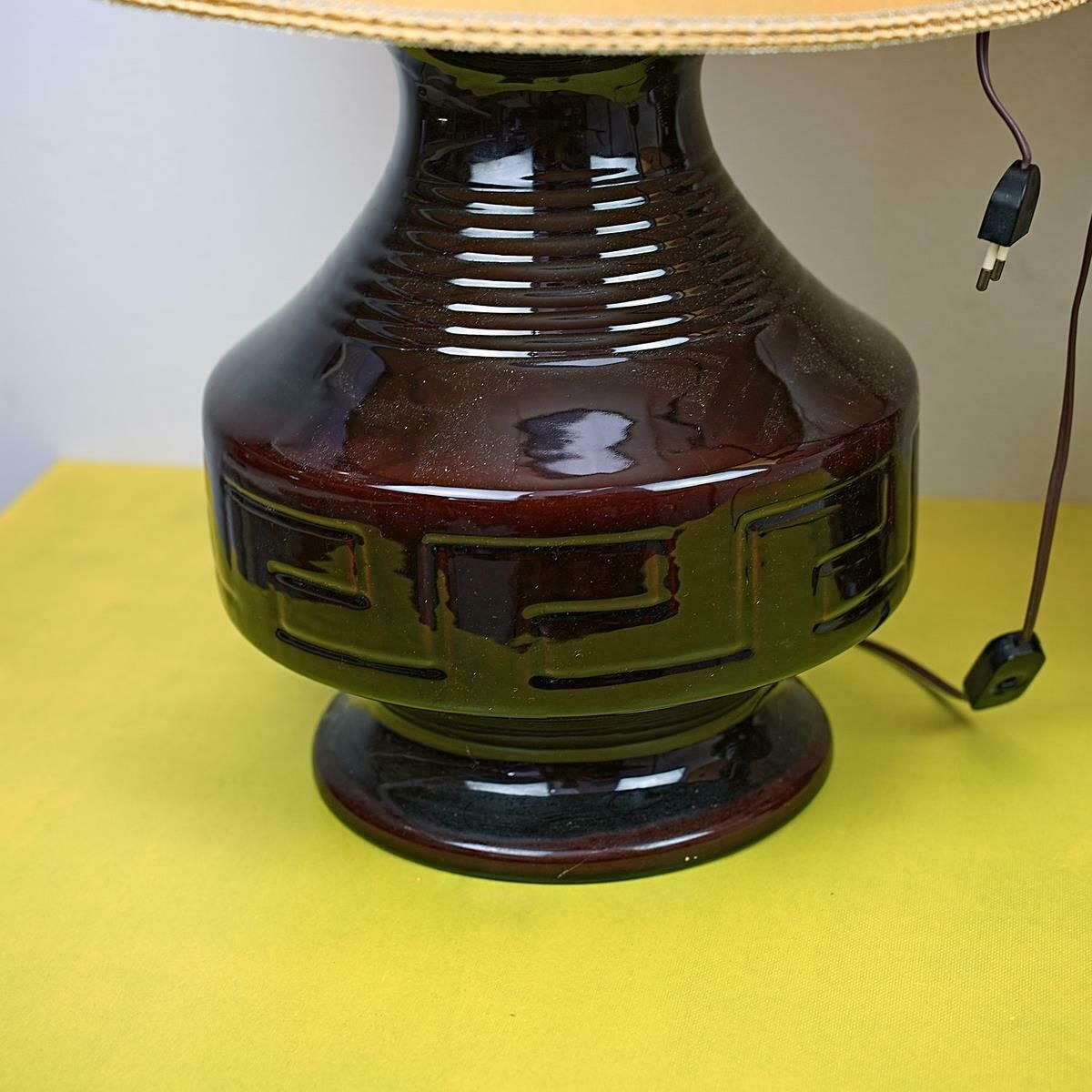 Pair Of Glazed Terracotta Lamps With Vintage Ribbed photo vinterior