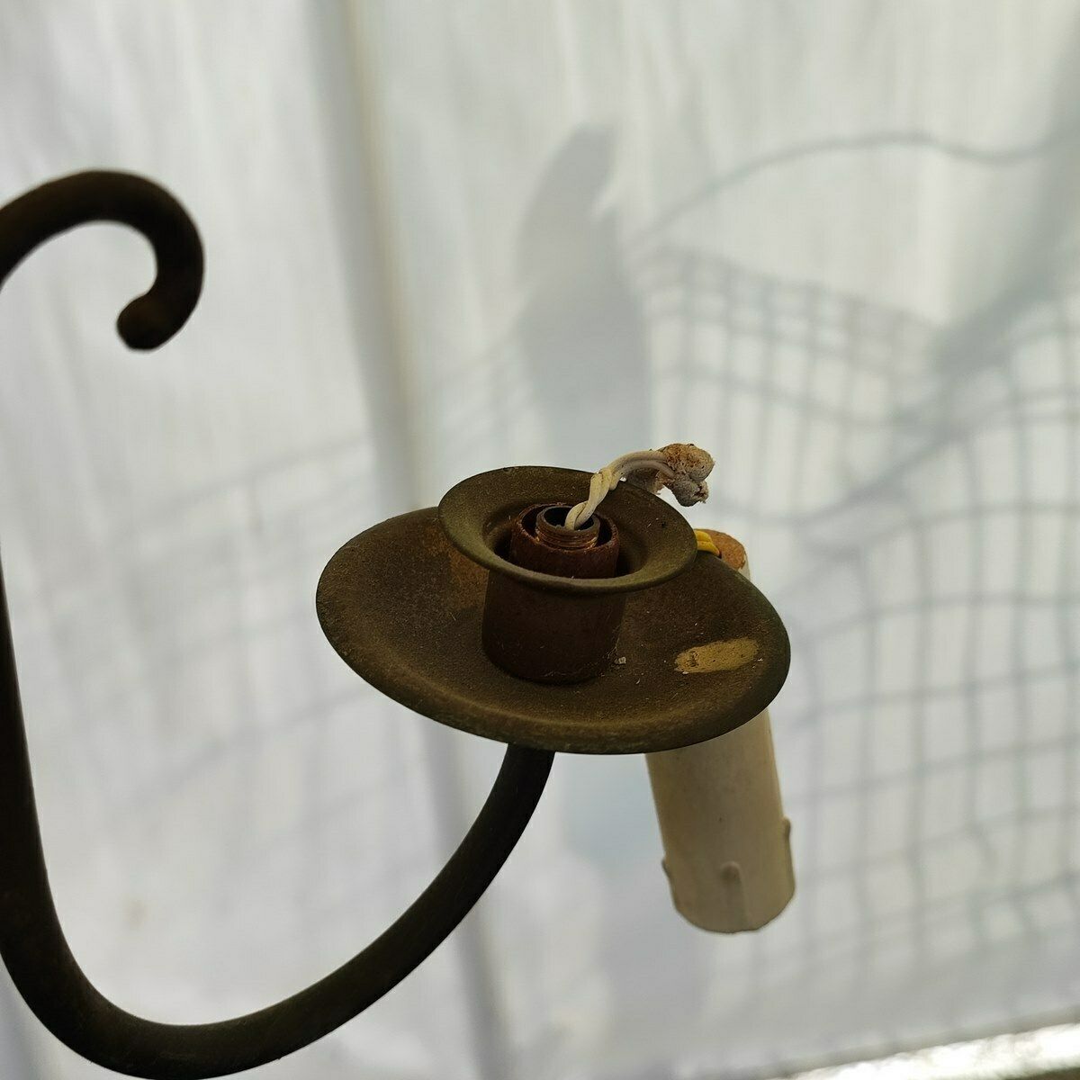 Vintage Brass Plated Metal Chandelier photo vinterior