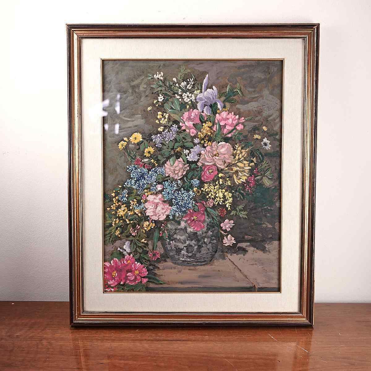 Tempera On Paper, Vase Of Flowers