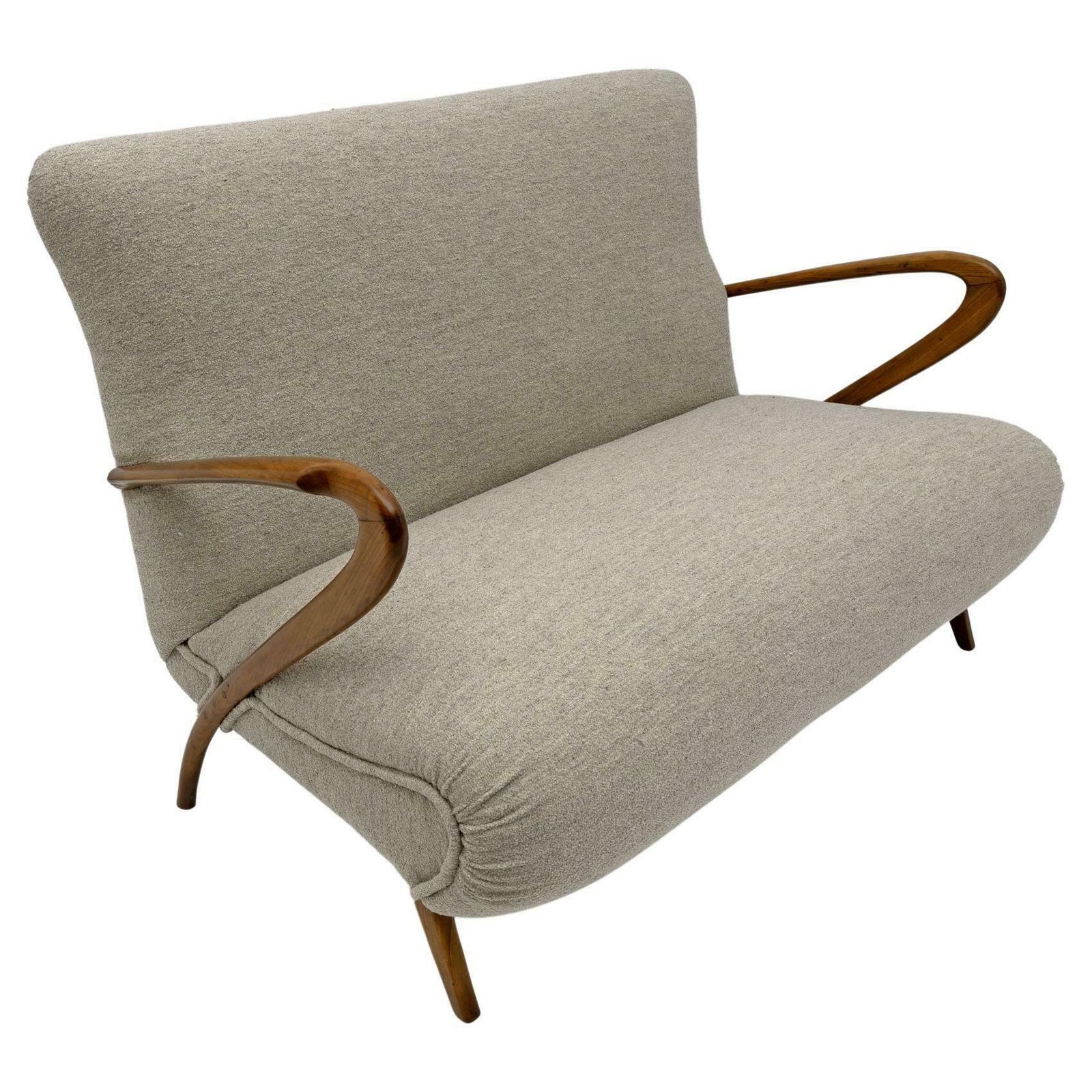 Guglielmo Ulrich Mid Century Modern Italian Bouclè Settee, 1950s