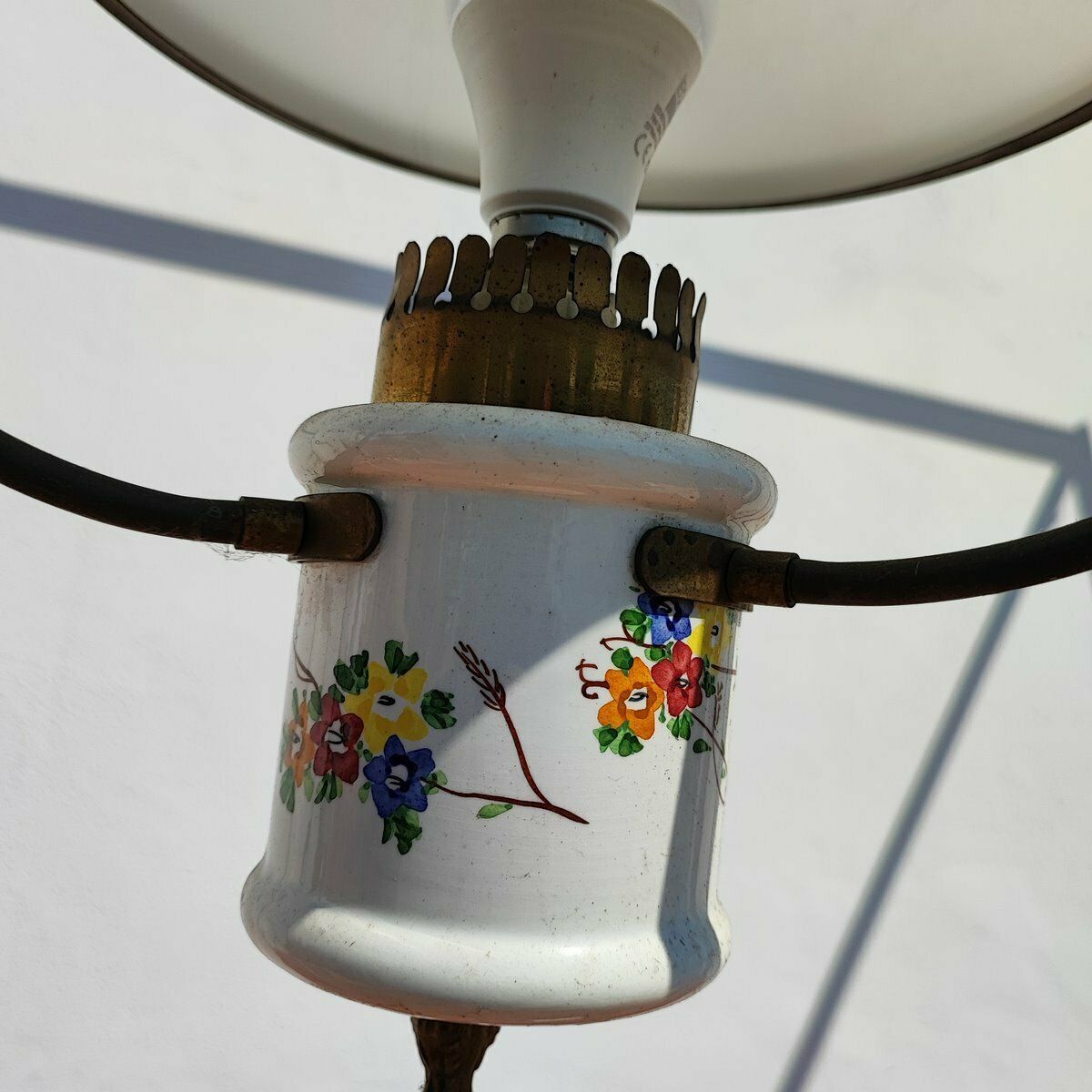 Chandelier In White Opaline Glass And Metal From The 30s And 40s photo Lighting