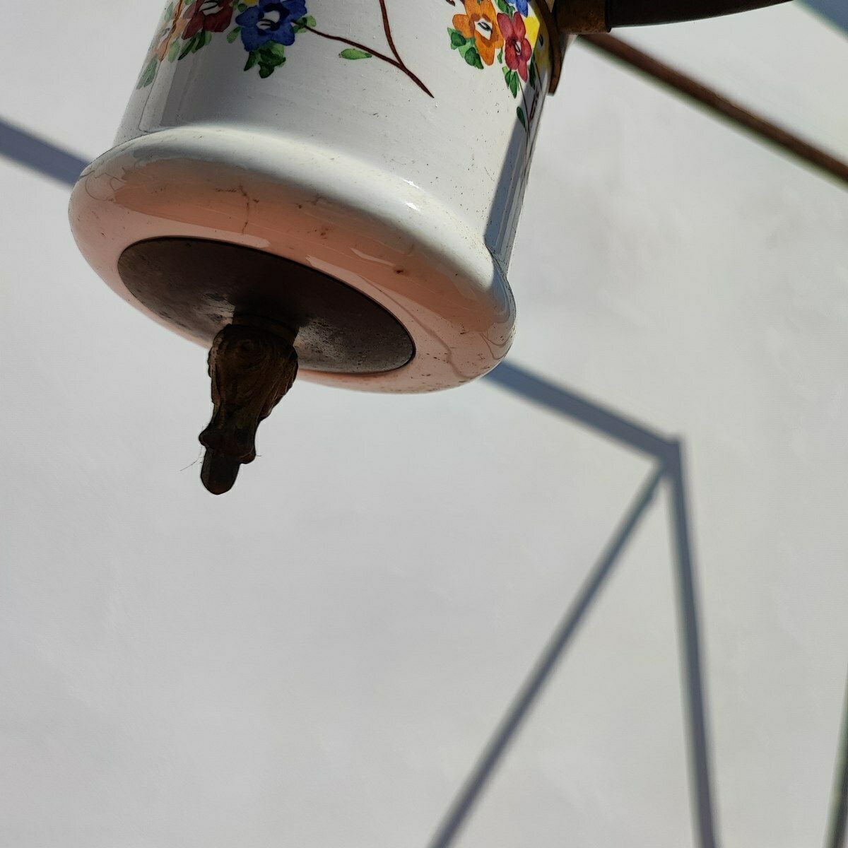 Chandelier In White Opaline Glass And Metal From The 30s And 40s photo 597.0