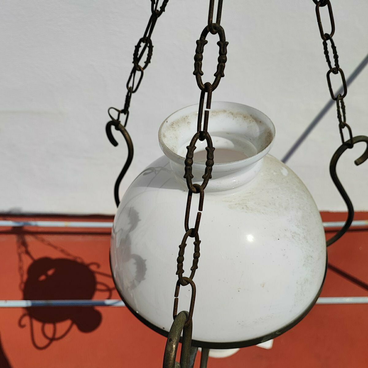 photo furniture Chandelier In White Opaline Glass And Metal From The 30s And 40s