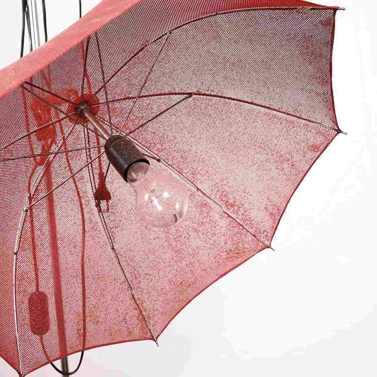 70s 80s Design Floor Lamp With Red Umbrella photo 412.0