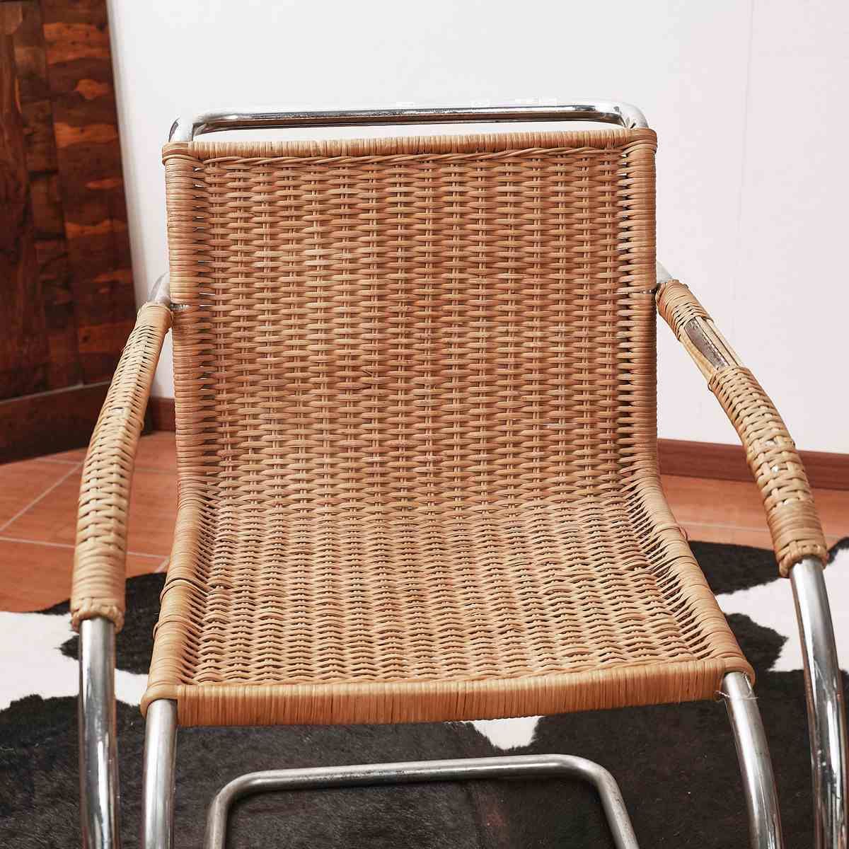 Mr20 Armchair In Wicker And Chromed Metal By Ludwig Mies Van Der Rohe, 1960s   Modern Antique photo buy