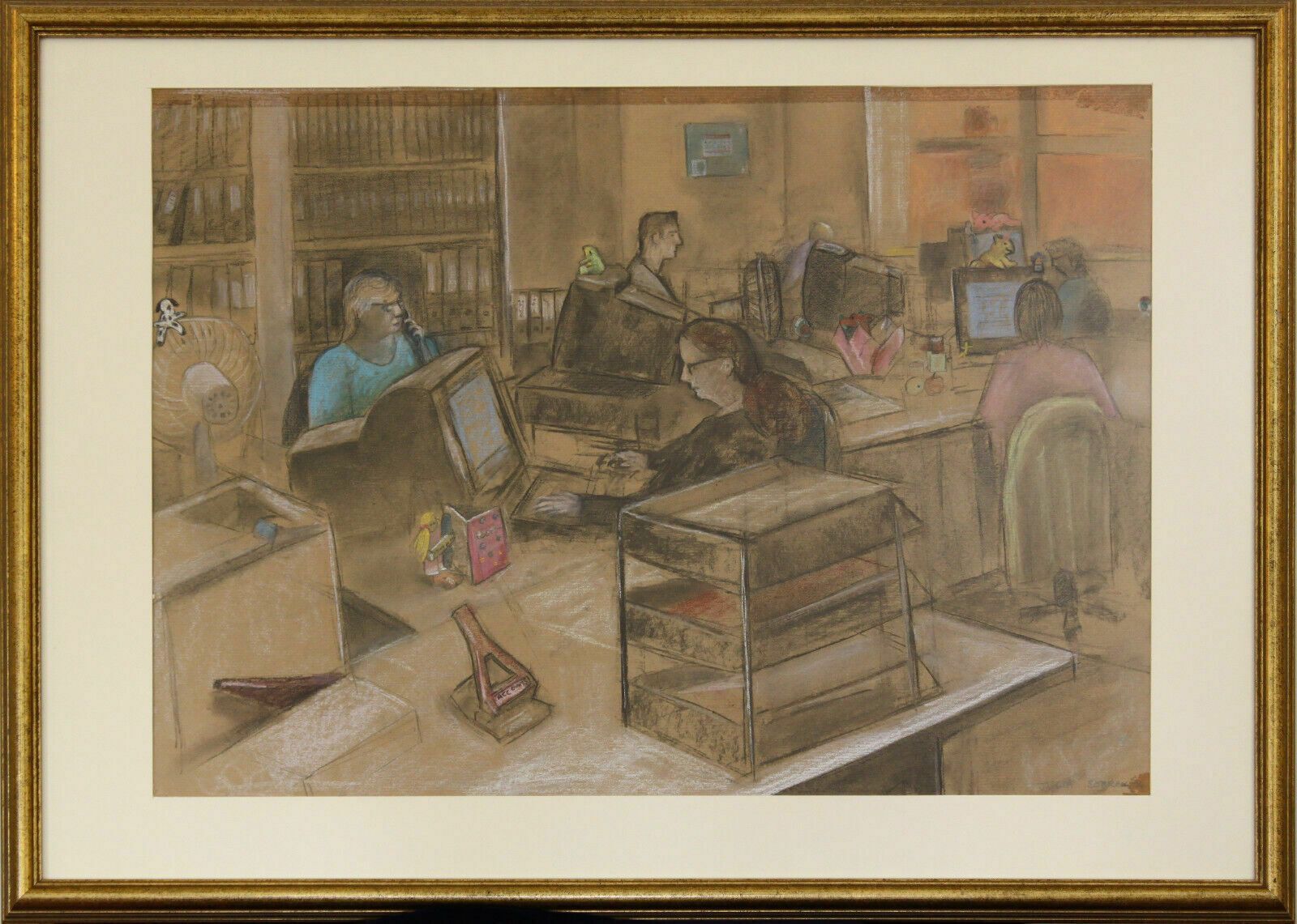Pastel By Julia Sorrell. View Of An Office Workplace