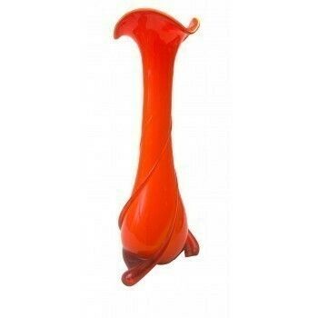 Murano Mid Century Orange And Yellow Vase By Cristalleria Fratelli Betti