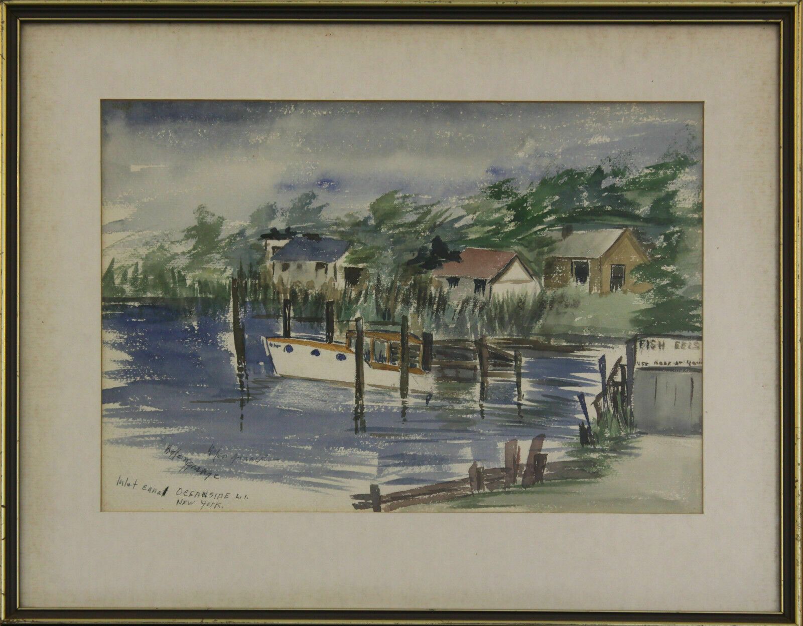 Watercolour By Helen Grange. Inlet Canal Oceanside New York