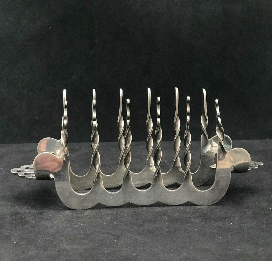 Antique Toast Rack Holder 5 Slices Silver Plated Ship Nordic Shaped Breakfast English Victorian Wedding Gift Hostess Gift photo vinterior