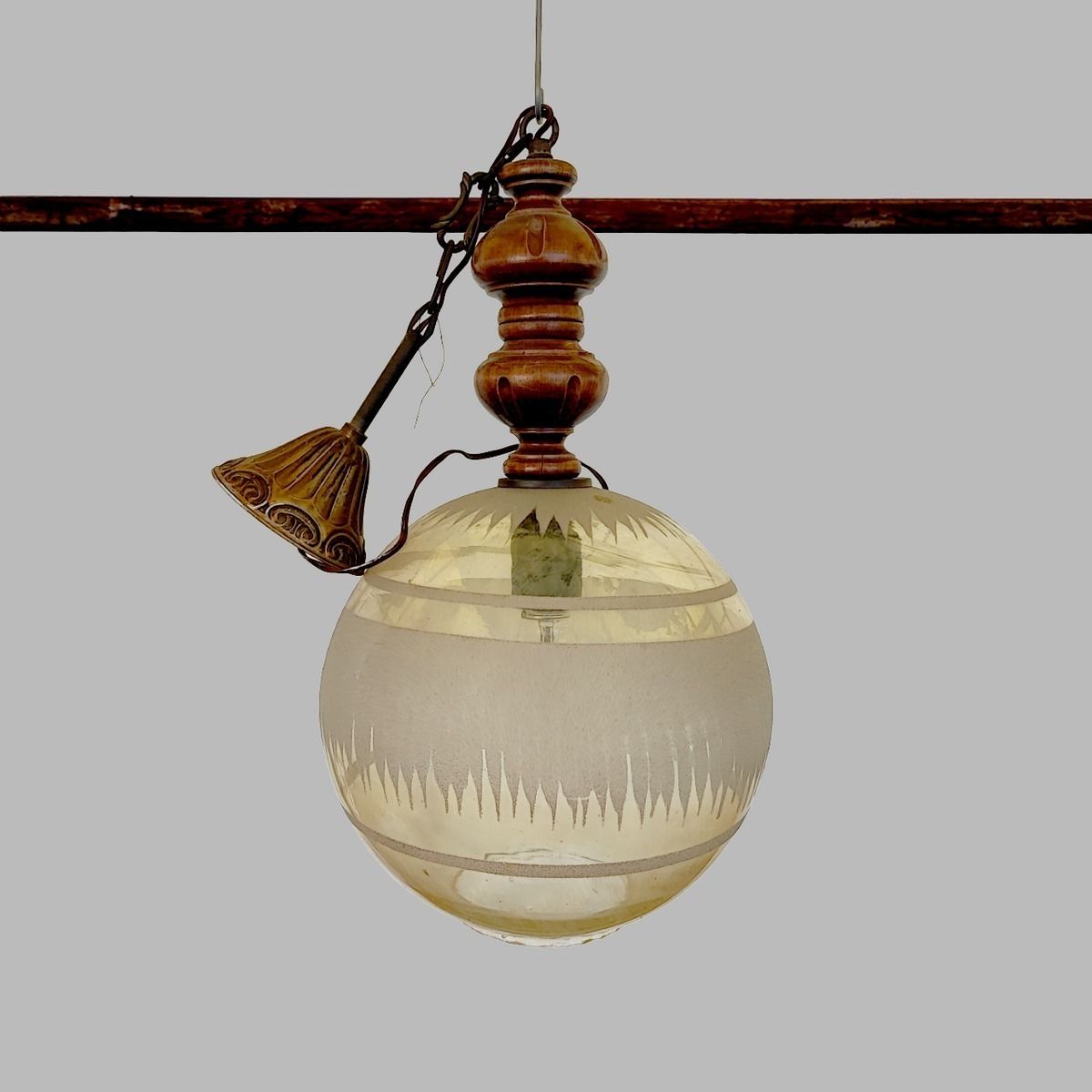 Boccia Chandelier In Worked Glass From The 70s   80s