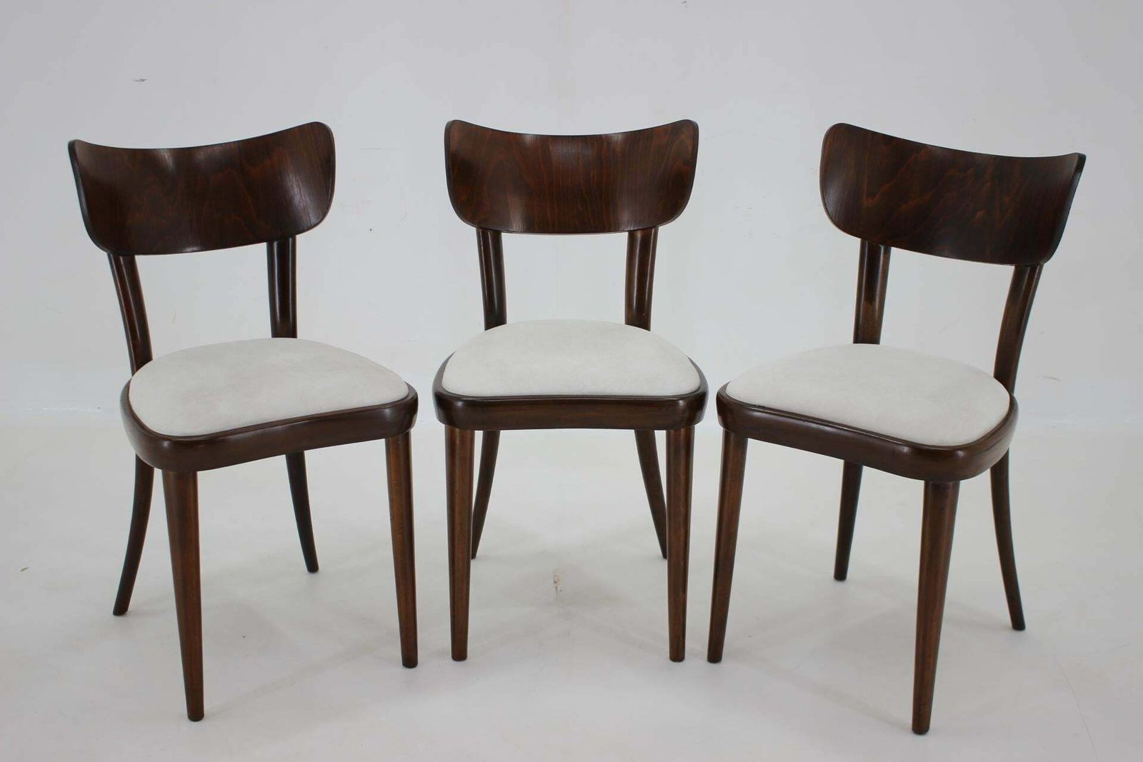 1950s Set Of Three Restored Beech Dining Chairs, Czechoslovakia photo furniture
